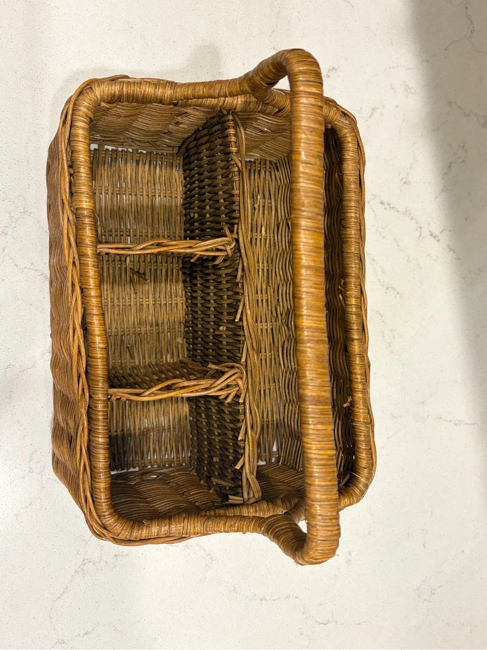 Wicker Divided Serving Basket or Utensil Caddy
